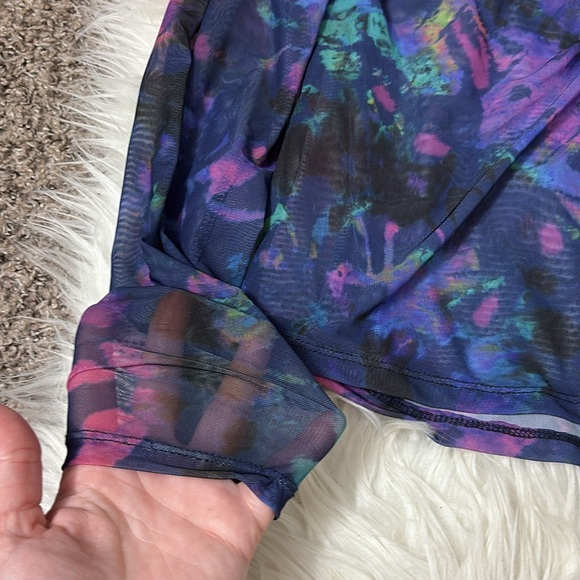 NWT French Connection Tie Dye Multi Color Mesh Button Down Shirt XL - Picture 2 of 10